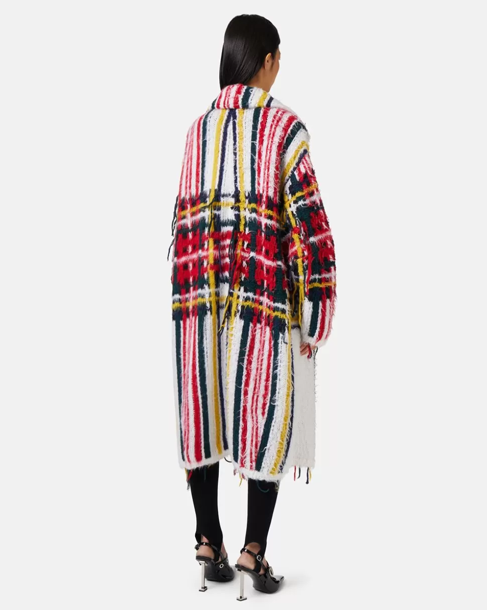 Iceberg Mohair Coat With Check Inlay | Women Outerwear | Knitwear