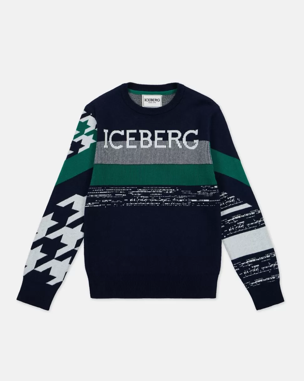 Iceberg Multi-patterned Jacquard Crew-neck Sweater | Kids/BOY Boy Fw24