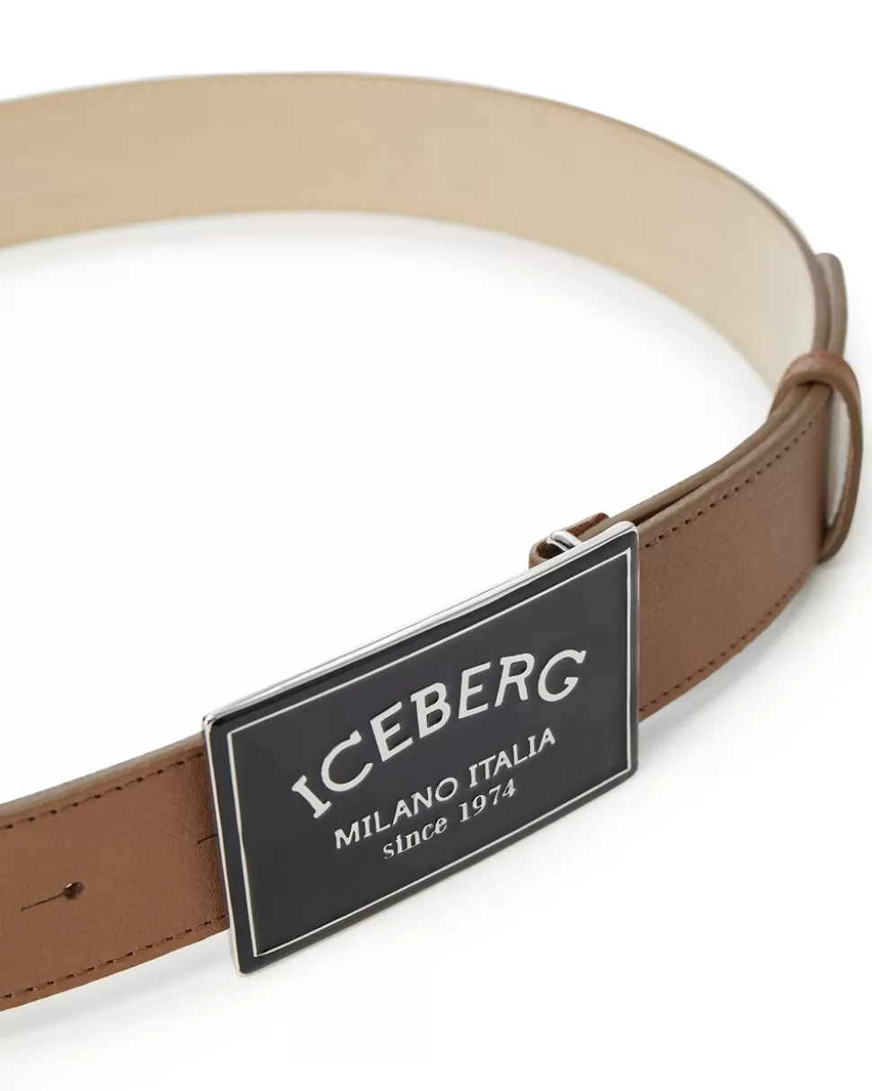 Iceberg Nappa Leather Belt With ICB Milano Italia Buckle | Bags And Belt