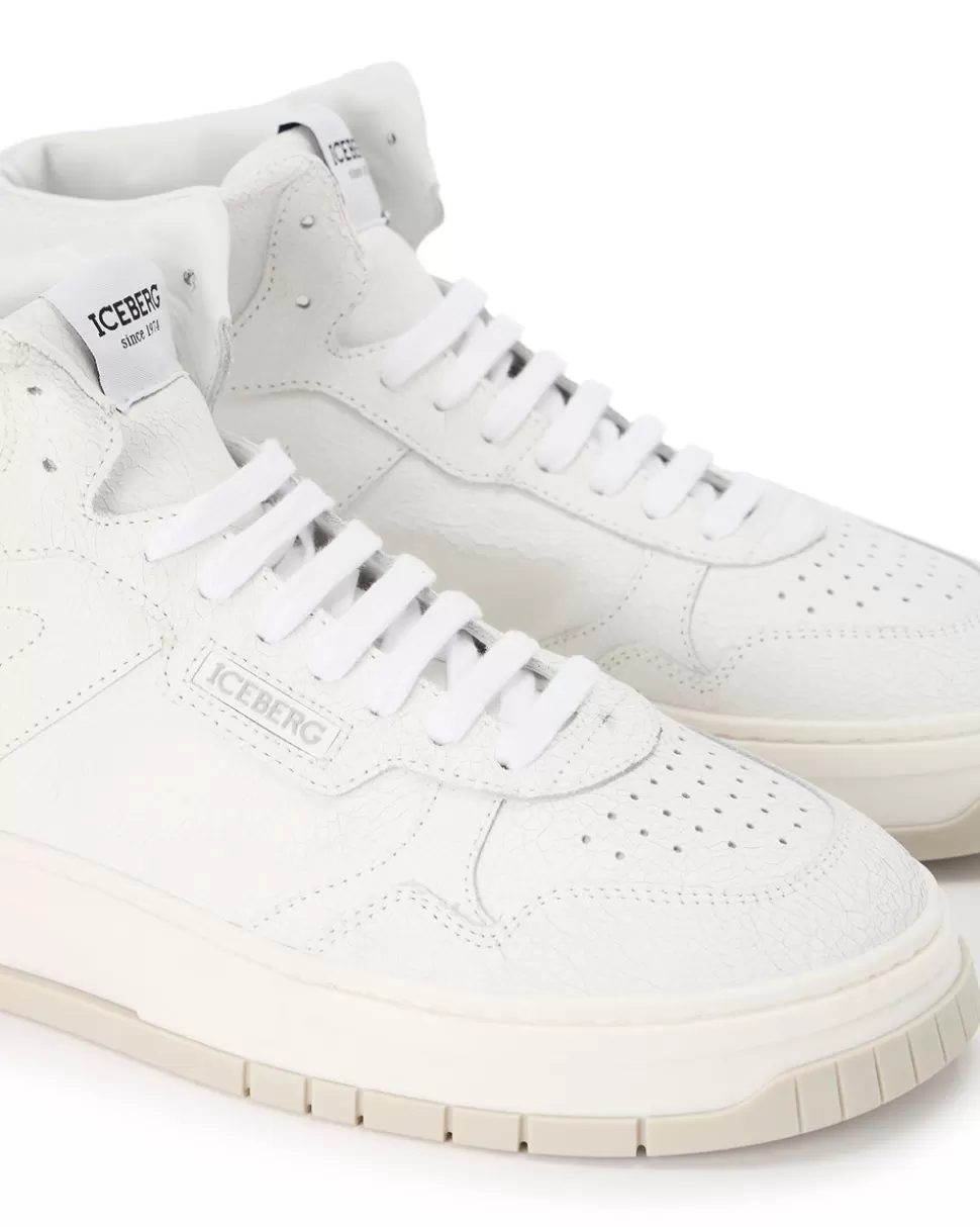 Iceberg Oversized Sneakers Inspired By Vintage Basket Style | Mix Material | Shoes