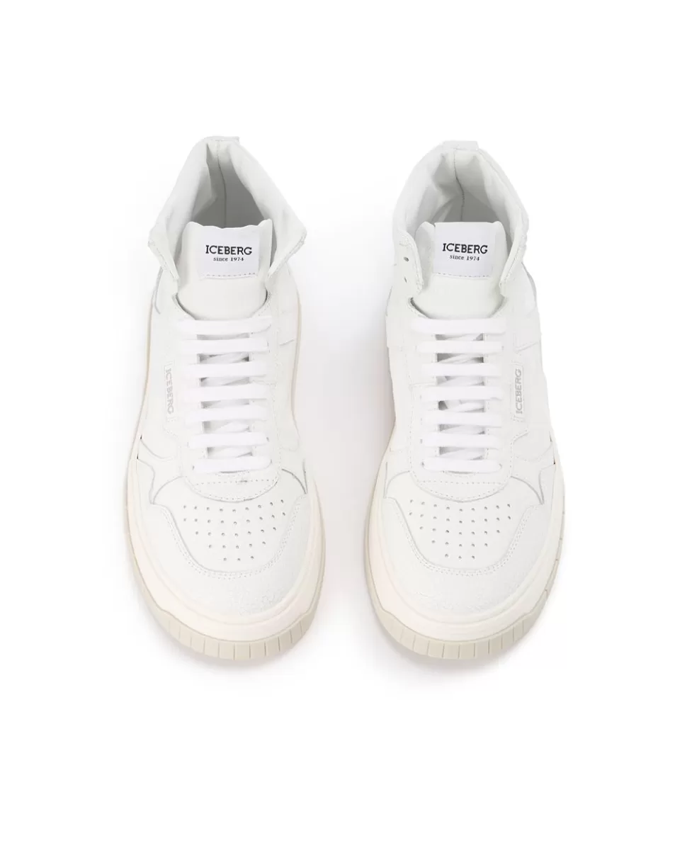Iceberg Oversized Sneakers Inspired By Vintage Basket Style | Mix Material | Shoes