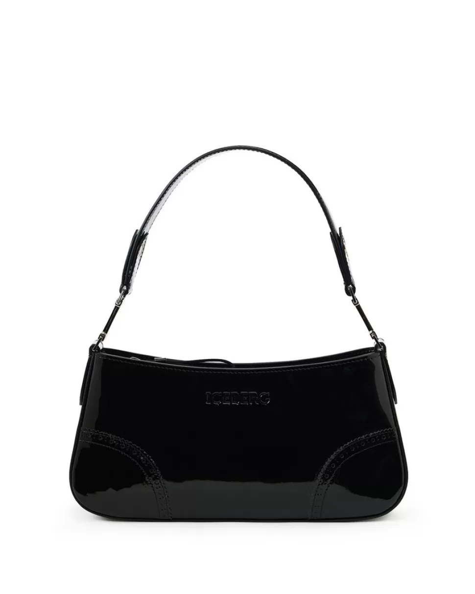 Iceberg Patinated Black Leather Crossbody Bag | Women Bags And Belts