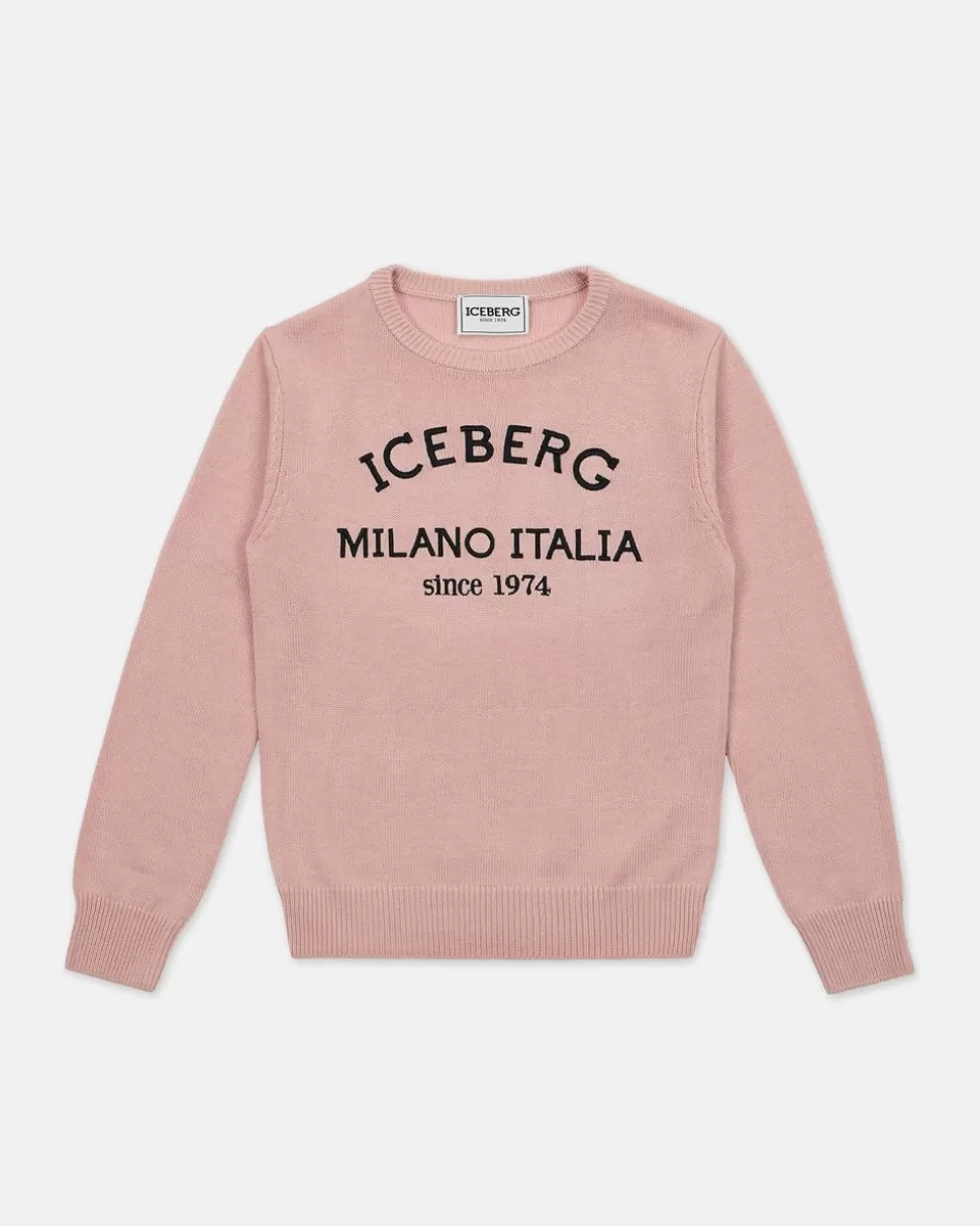 Iceberg Powder Pink Crew Neck Sweater | Kids/BOY Boy Fw24