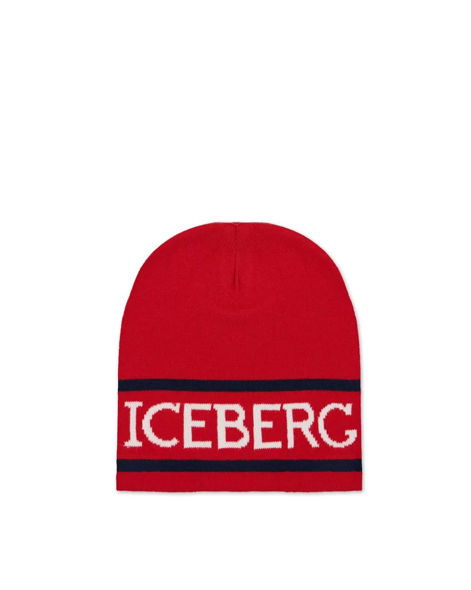 Iceberg Red Wool Beanie Hat With Logo | Kids/BOY Boy Fw24