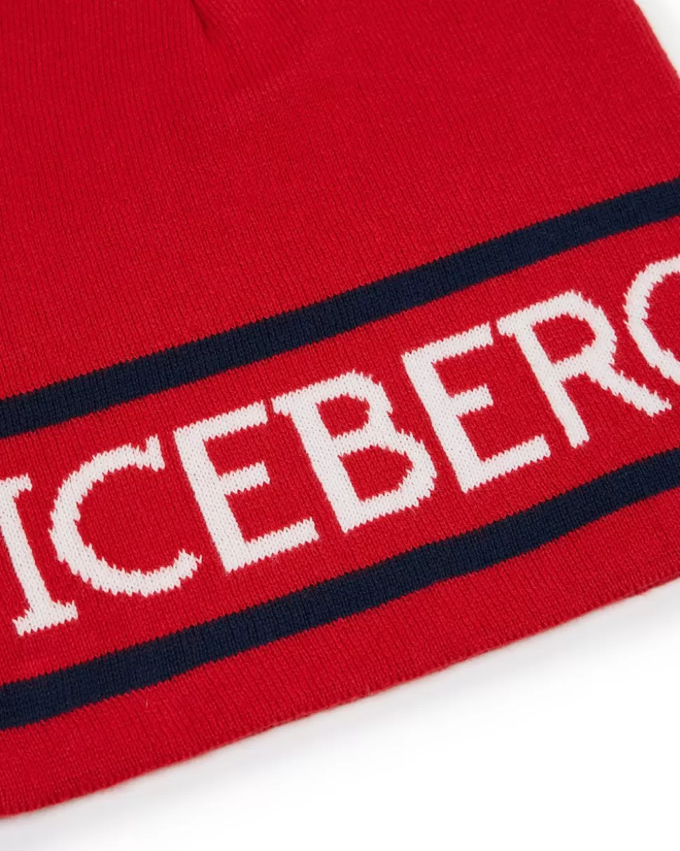 Iceberg Red Wool Beanie Hat With Logo | Kids/BOY Boy Fw24