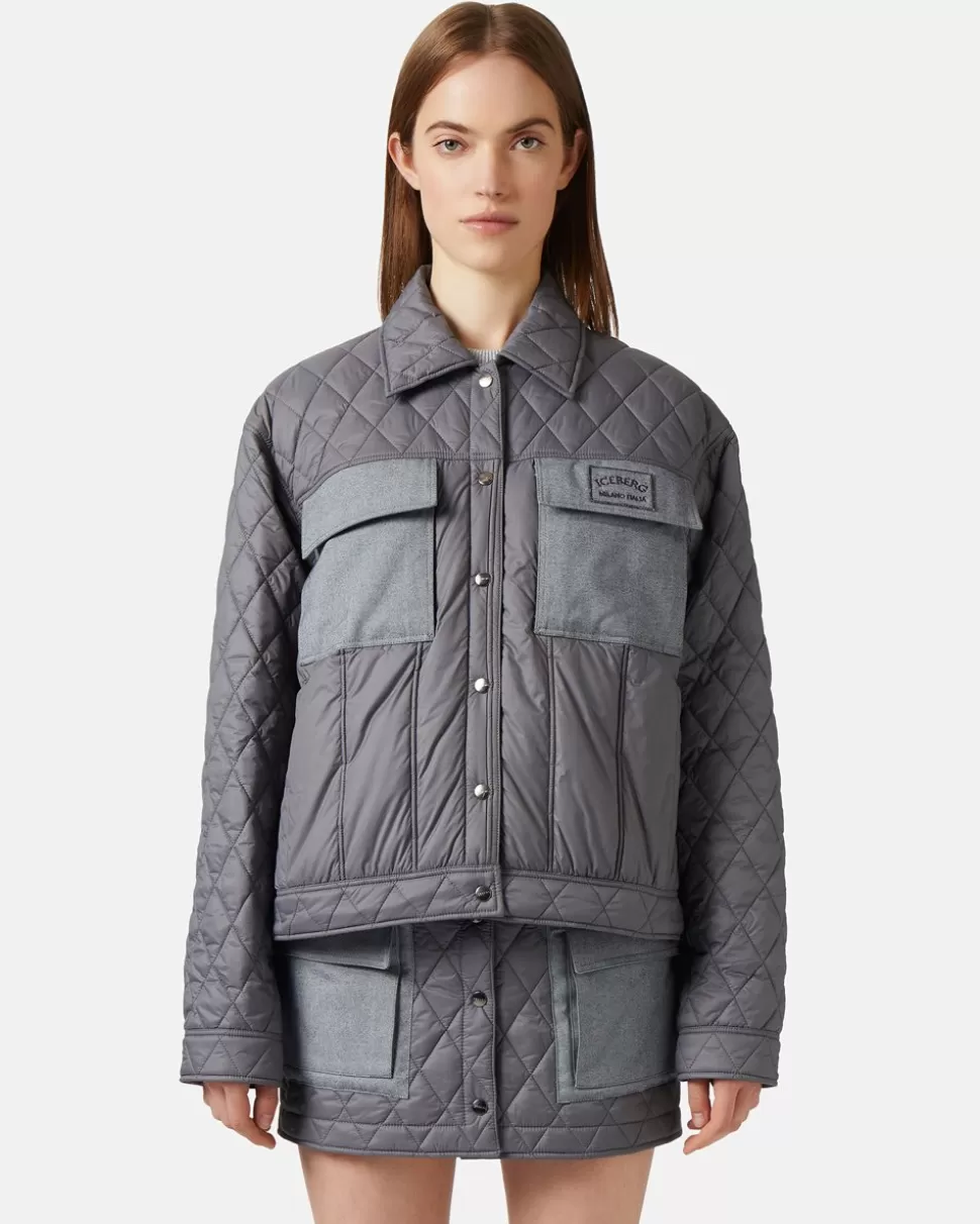 Iceberg Regular Fit Jacket In Quilted Nylon | Women Outerwear