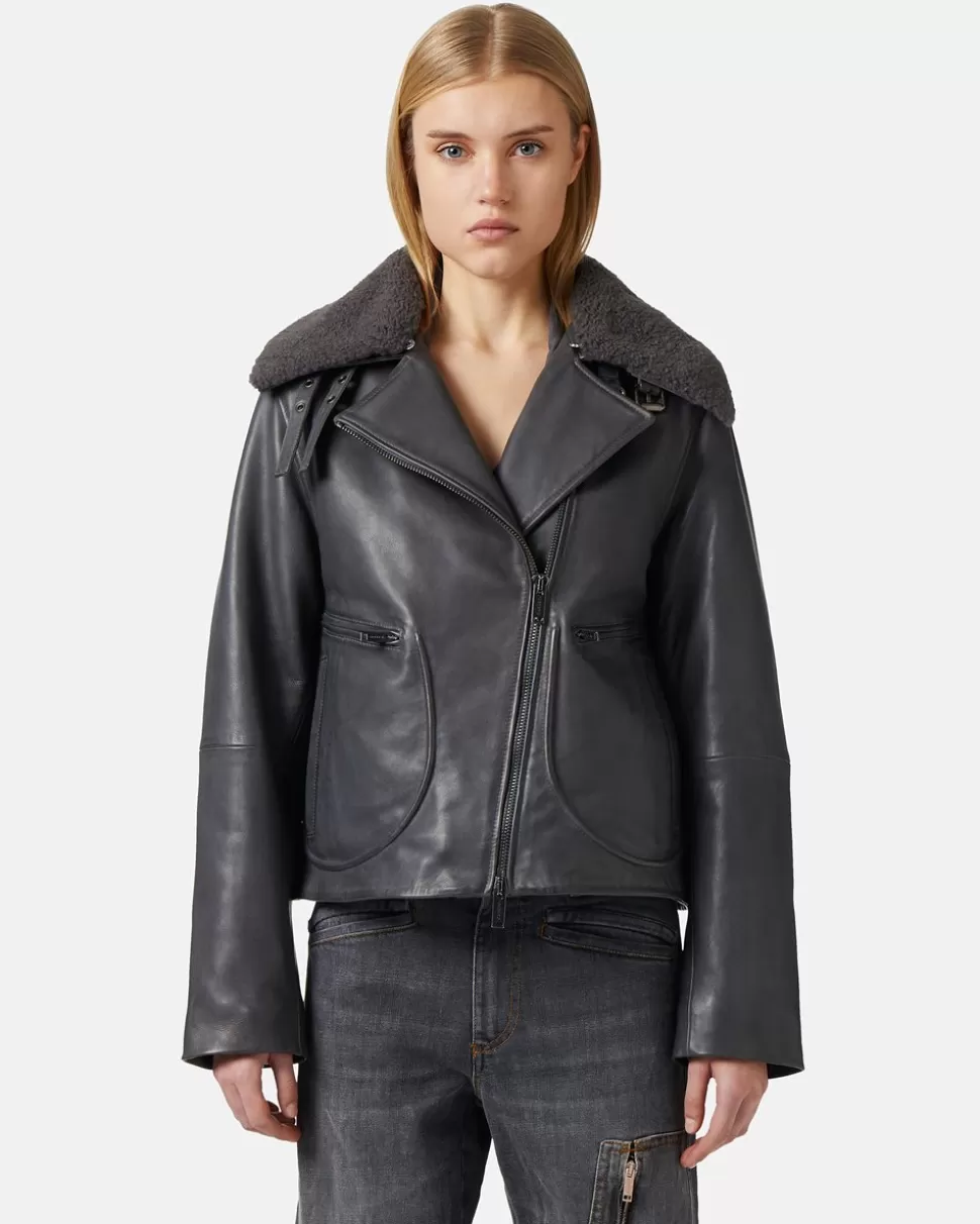 Iceberg Regular Fit Leather Jacket | Women Outerwear