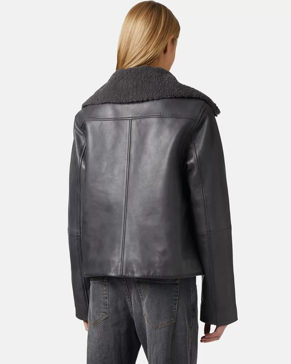 Iceberg Regular Fit Leather Jacket | Women Outerwear