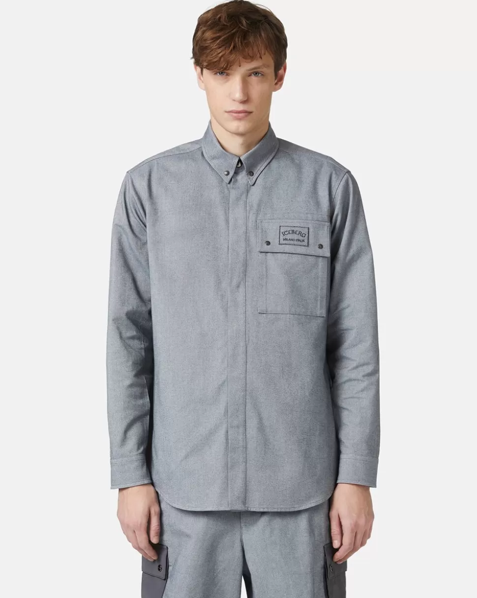 Iceberg Shirt In Melange Technical Gabardine | Shirts