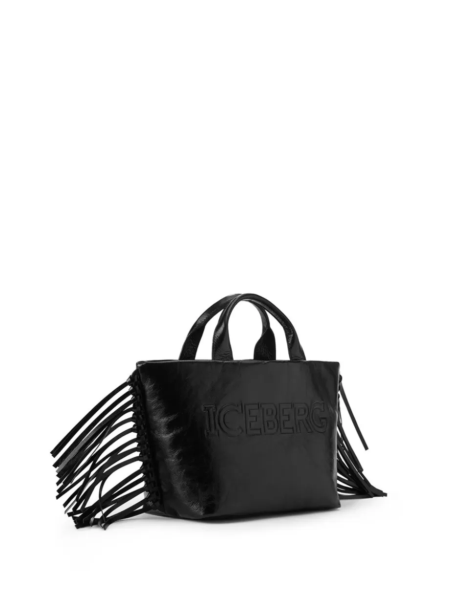 Iceberg Shopper Bag With Side Fringes And Logo | Women Bags And Belts