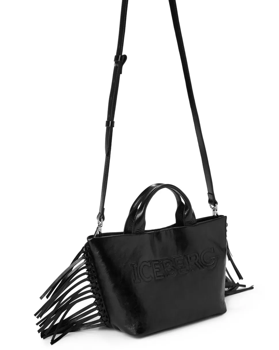 Iceberg Shopper Bag With Side Fringes And Logo | Women Bags And Belts