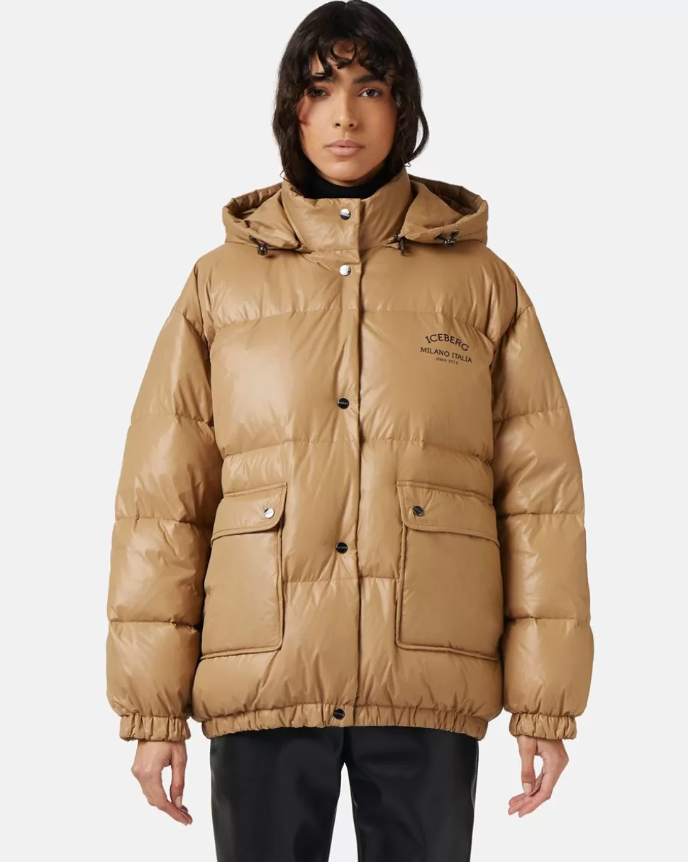 Iceberg Short Down Jacket With Real Down Hood | Women Outerwear