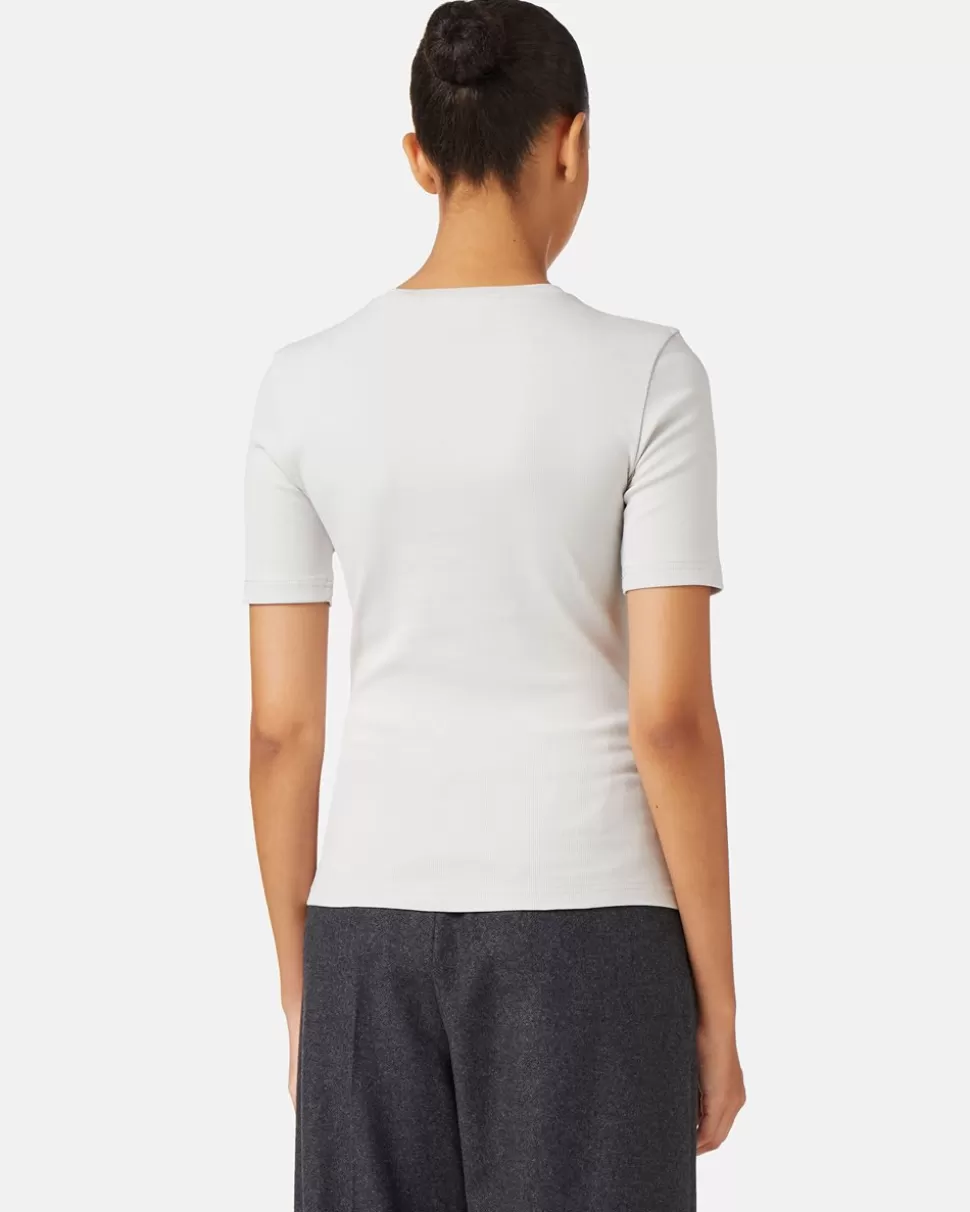 Iceberg Short Sleeve T-shirt In Cotton Rib | Women Daywear Ice | T-Shirts And Tops