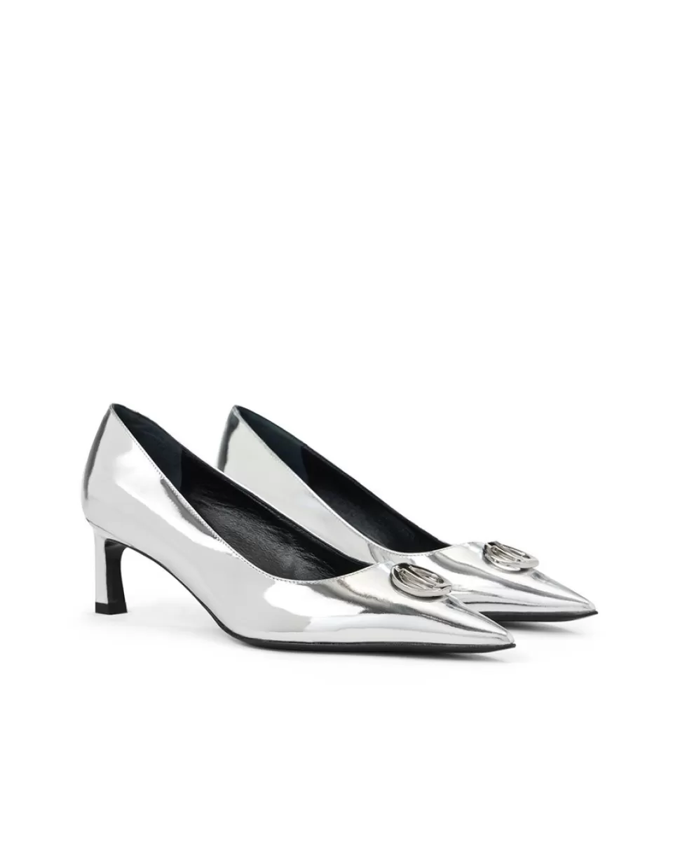 Iceberg Silver Pumps With Kitten Heel | Women Shoes