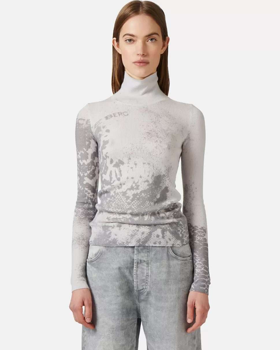 Iceberg Slim Wool Dropped Turtleneck Sweater | Women Knitwear | Daywear Ice