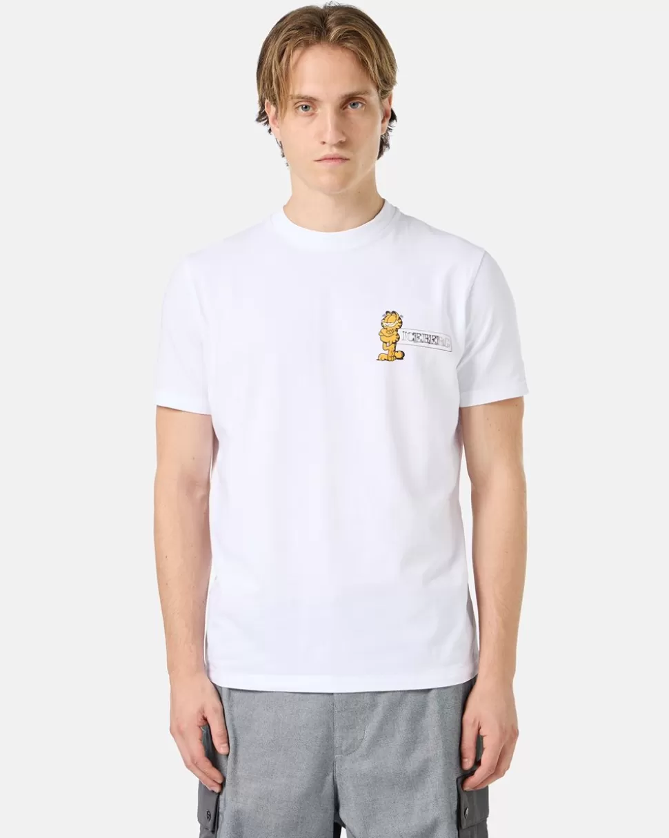 Iceberg Slim-fit White T-shirt In Sustainable Stretch Jersey With Garfield Print And Logo | Garfield | T-Shirts And Polo