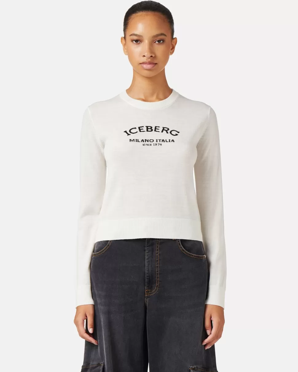 Iceberg Small Crewneck Wool Sweater | Women Knitwear