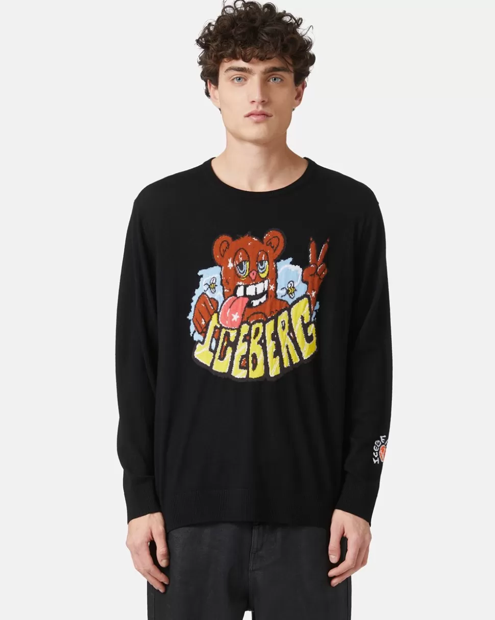 Iceberg Sweater With Cartoon Graphics | Knitwear