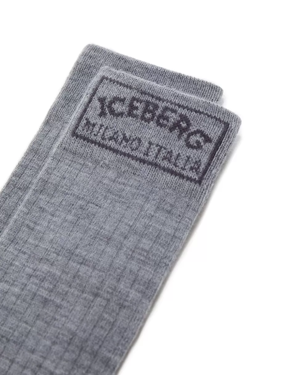 Iceberg Technical Wool Socks With Logo | Women Daywear Ice | Socks