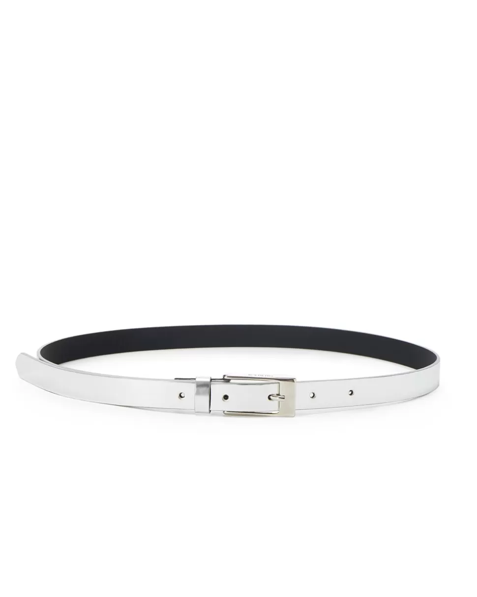 Iceberg Thin Mirror-effect Belt With Logo Buckle | Women Bags And Belts