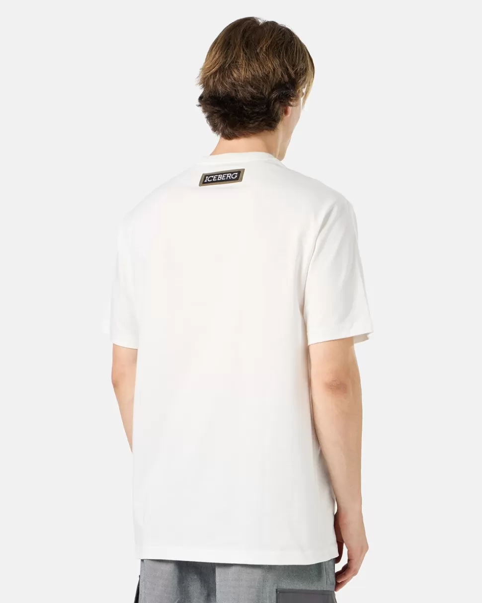 Iceberg White Cotton Jersey T-shirt With code Print | T-Shirts And Polo