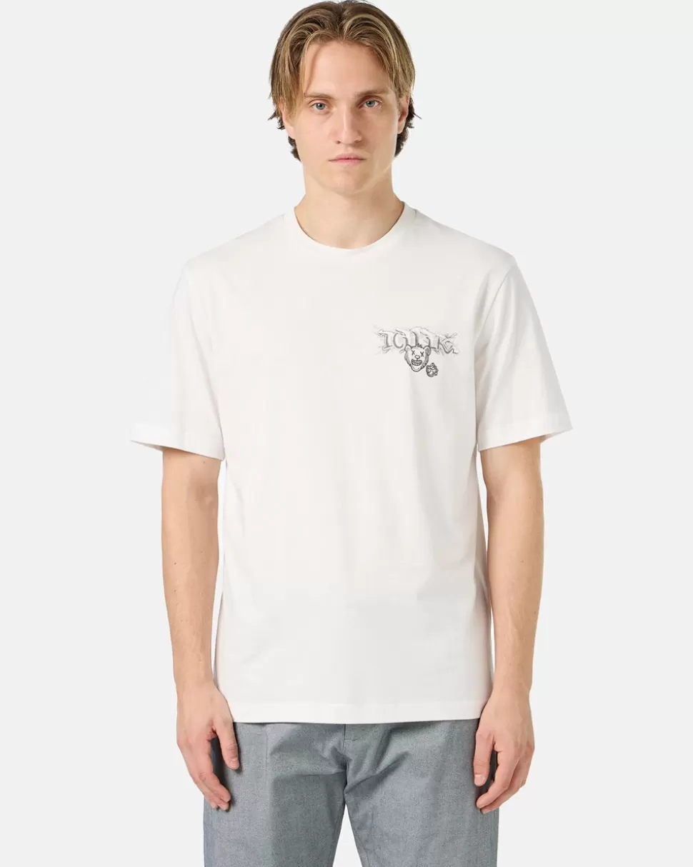 Iceberg White Cotton Jersey T-shirt With Splash And Bear Logo Print On The Heart | T-Shirts And Polo