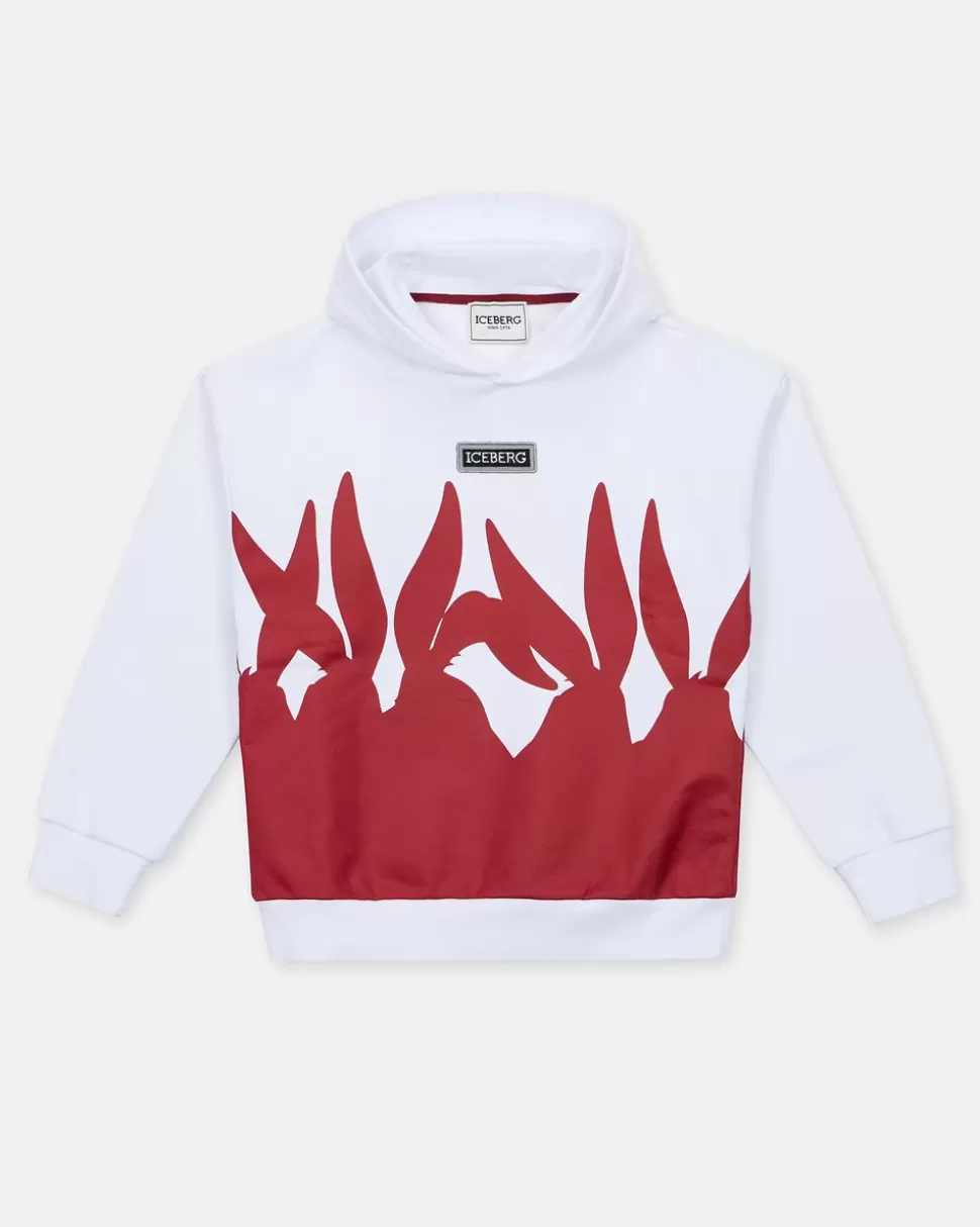 Iceberg White Sweatshirt With Hood And Cartoon Prints | Kids/BOY Boy Fw24