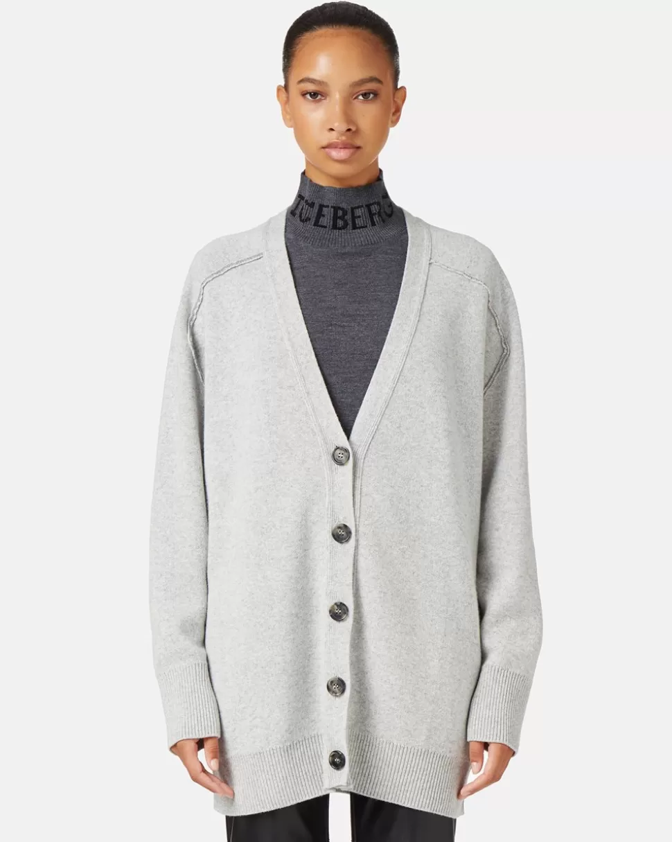 Iceberg Wool Blend Cardigan With Logo | Women Outerwear | Knitwear