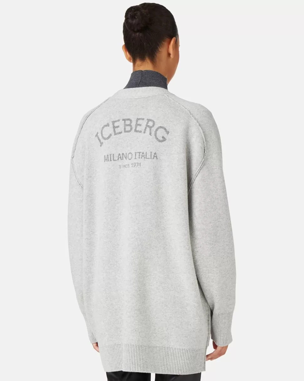 Iceberg Wool Blend Cardigan With Logo | Women Outerwear | Knitwear