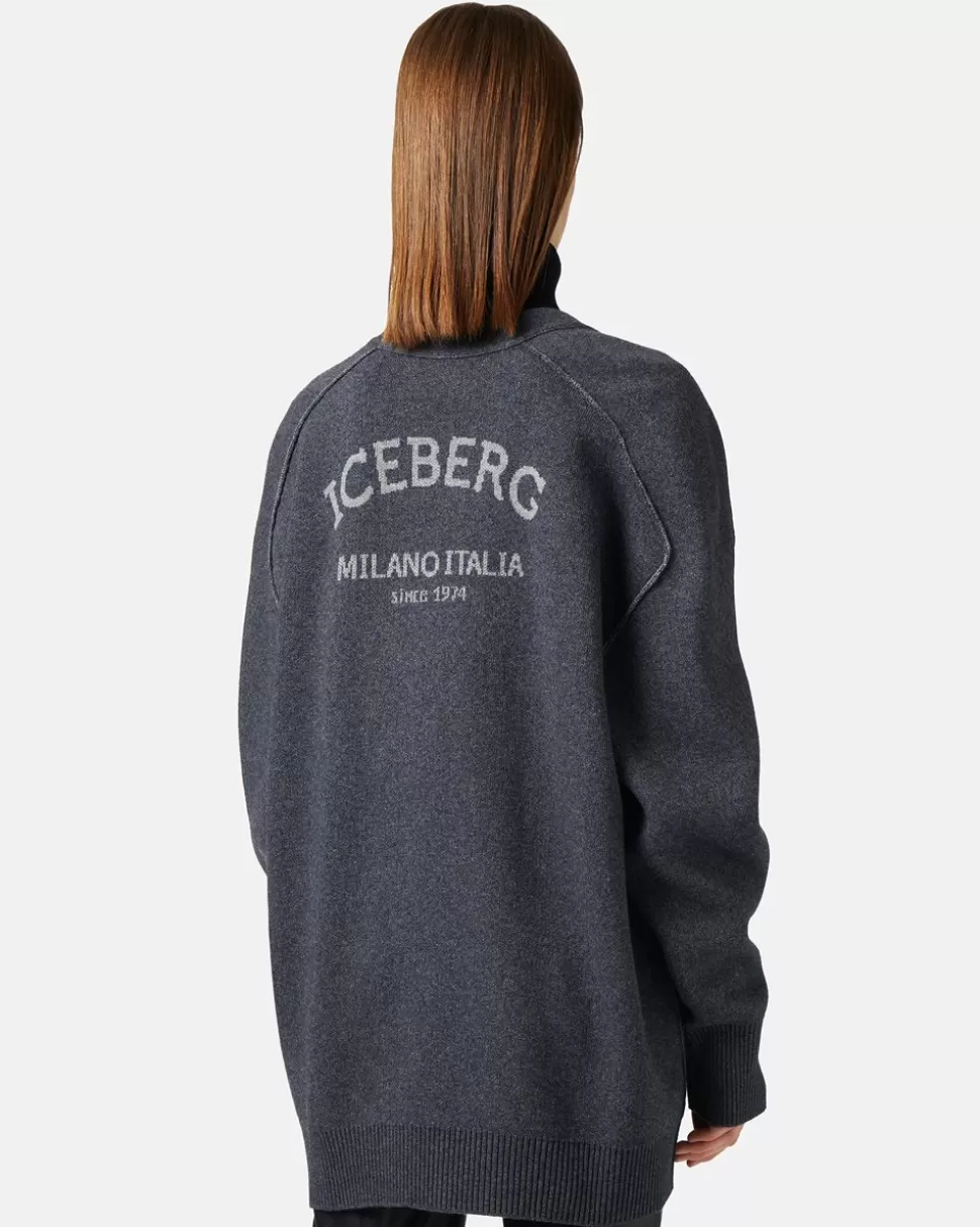 Iceberg Wool Blend Cardigan With Logo | Women Outerwear | Knitwear