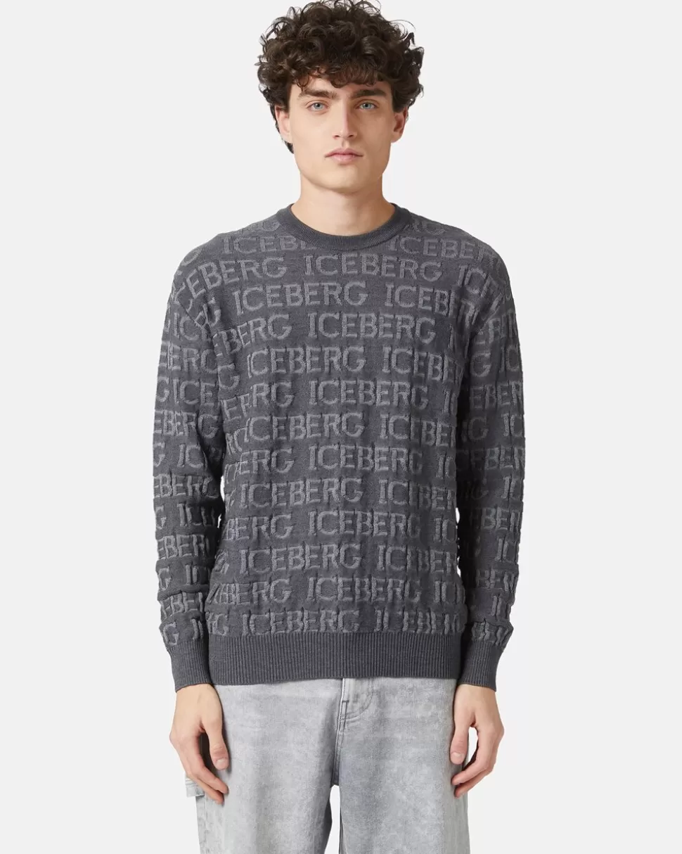 Iceberg Wool Sweater With Logo | Knitwear