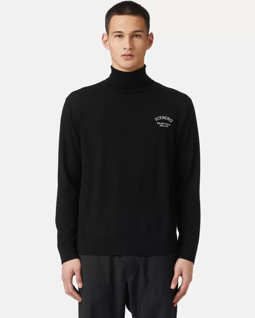 Iceberg Wool Turtleneck With Logo | Wool Double | Knitwear